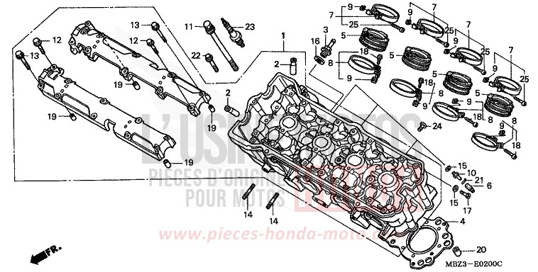 CYLINDER HEAD for Hornet S FORCE SILVER METALLIC (NH411) from 2000